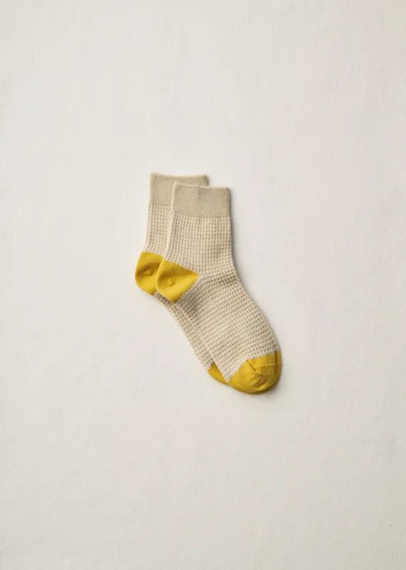 Organic Cotton Waffle Pattern Ankle Socks | 4-2003 | Green made by yahae