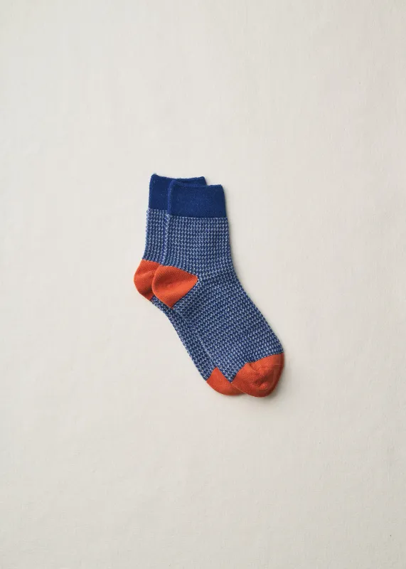 Organic Cotton Waffle Pattern Ankle Socks | 4-2003 | Blue made by yahae