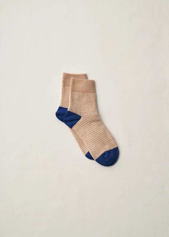 Organic Cotton Waffle Pattern Ankle Socks | 4-2003 | Brown made by yahae
