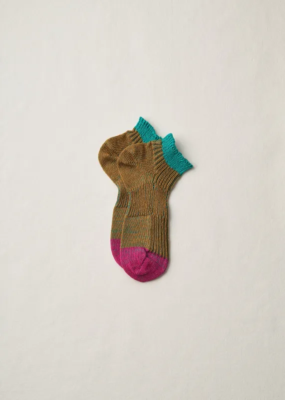 Linen Sneaker Socks | 4-2020 | Green×Pink made by yahae