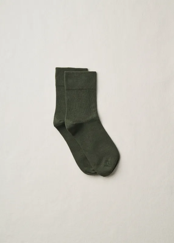 Organic Cotton Rubber Free Plain Socks|4-1000|Khaki made by yahae