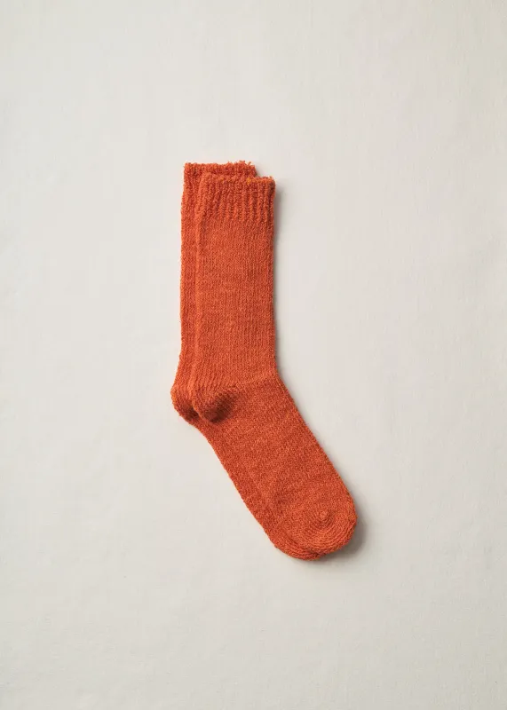 Organic Cotton Linen Low Gauge Plain Socks | 4-2002 | Orange made by yahae
