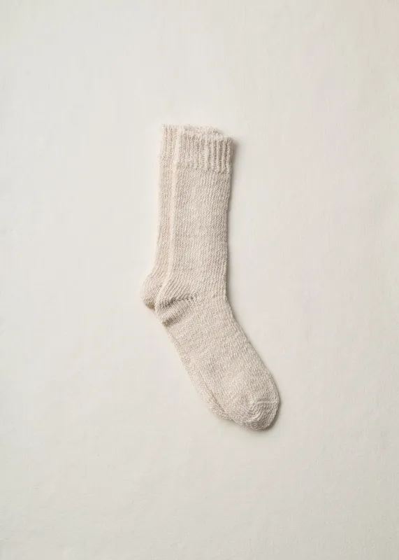 Organic Cotton Linen Low Gauge Plain Socks | 4-2002 | White made by yahae