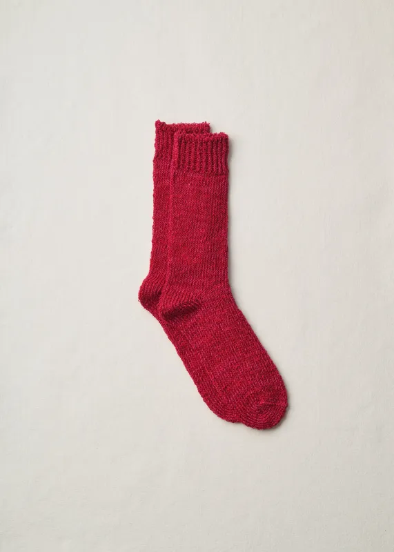 Organic Cotton Linen Low Gauge Plain Socks | 4-2002 | Pink made by yahae