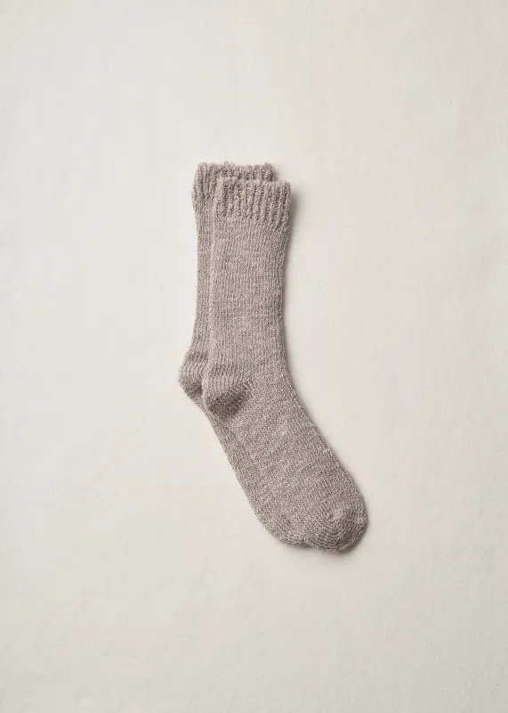Organic Cotton Linen Low Gauge Plain Socks | 4-2002 | Grey made by yahae