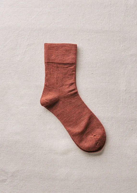 Wool Rubber Free Plain Socks | 4-4019 | Brown made by yahae