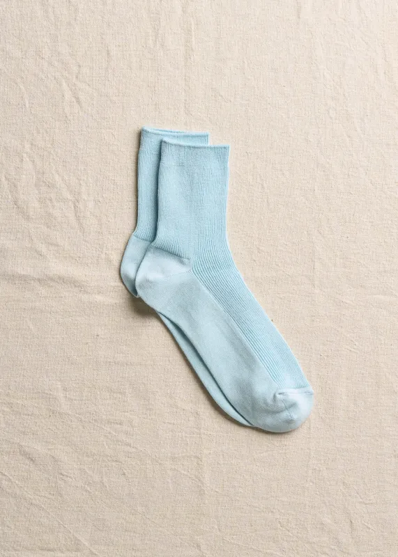 Organic Cotton Ribbed Middle Socks | 4-2007 | Pale Blue made by yahae
