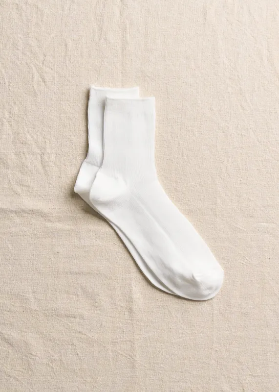 Organic Cotton Ribbed Middle Socks | 4-2007 | White made by yahae
