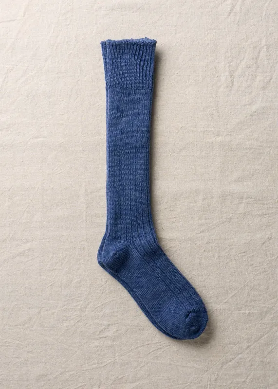 Wool Ribbed Knee Socks｜4-4006｜Navy made by yahae