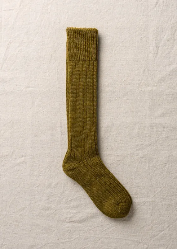 Wool Ribbed Knee Socks｜4-4006｜Olive made by yahae