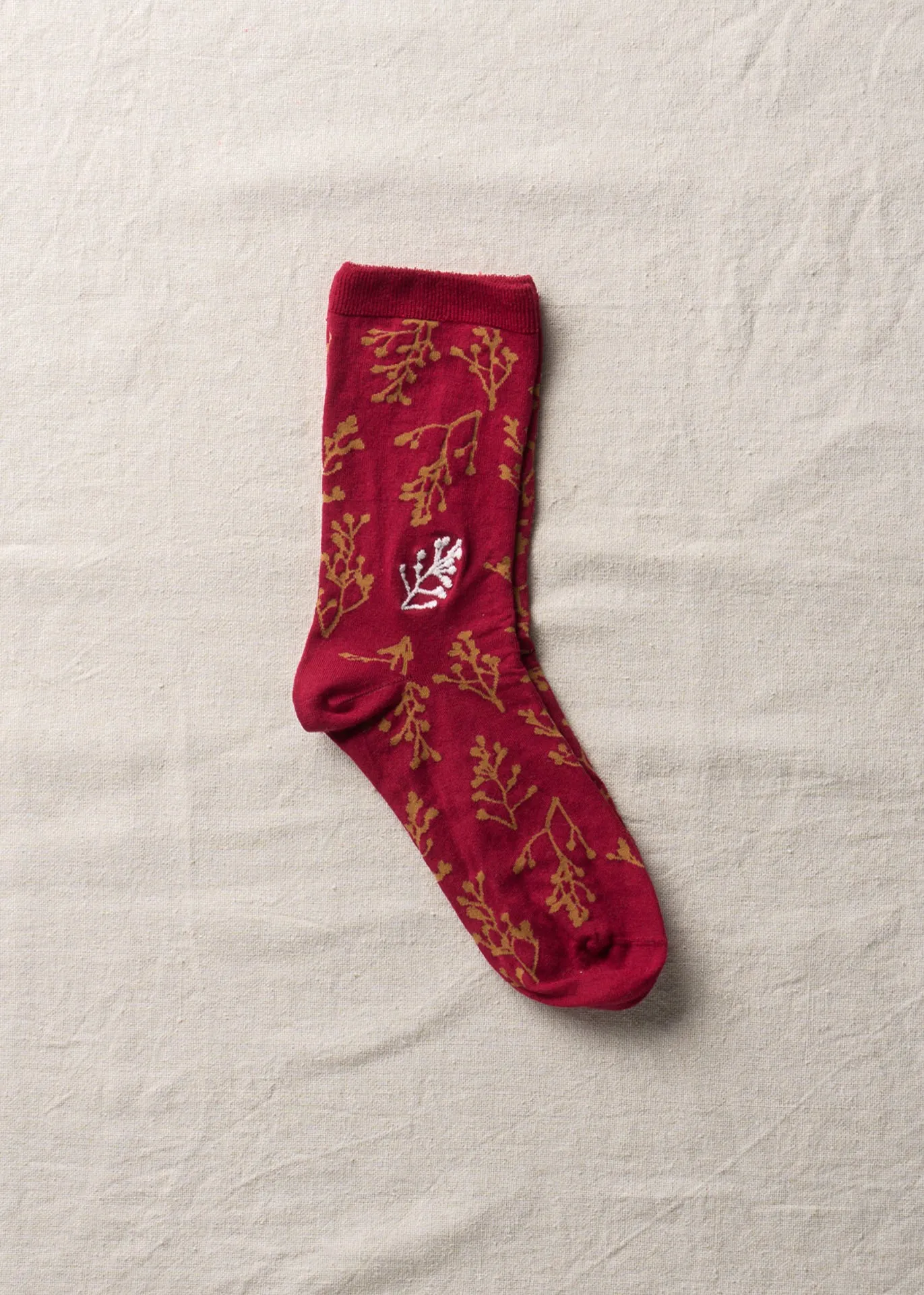 Organic Cotton Rose Hip Pattern Socks|4-4001|Rose Red sold by yahae