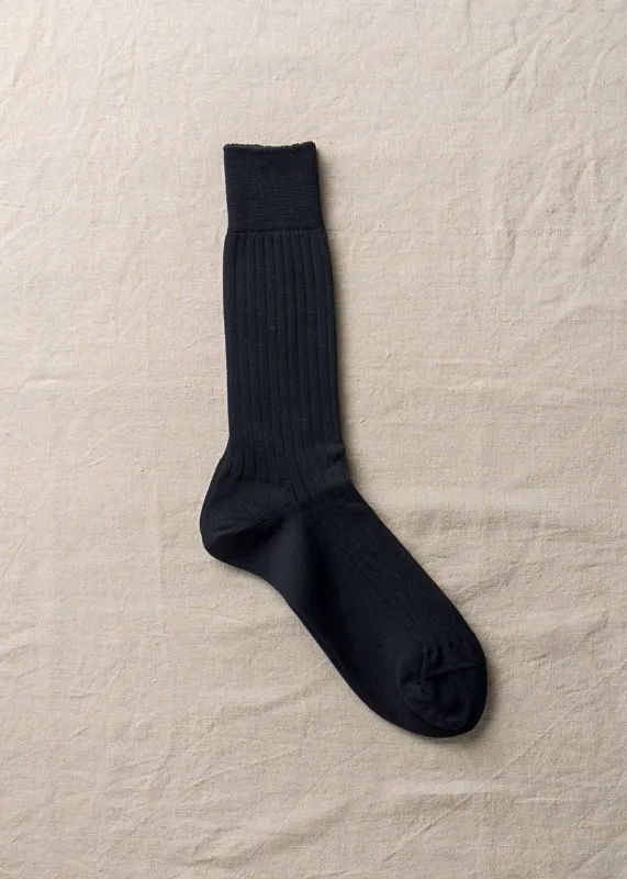 Organic Cotton Ribbed Socks｜4-1002｜Black made by yahae