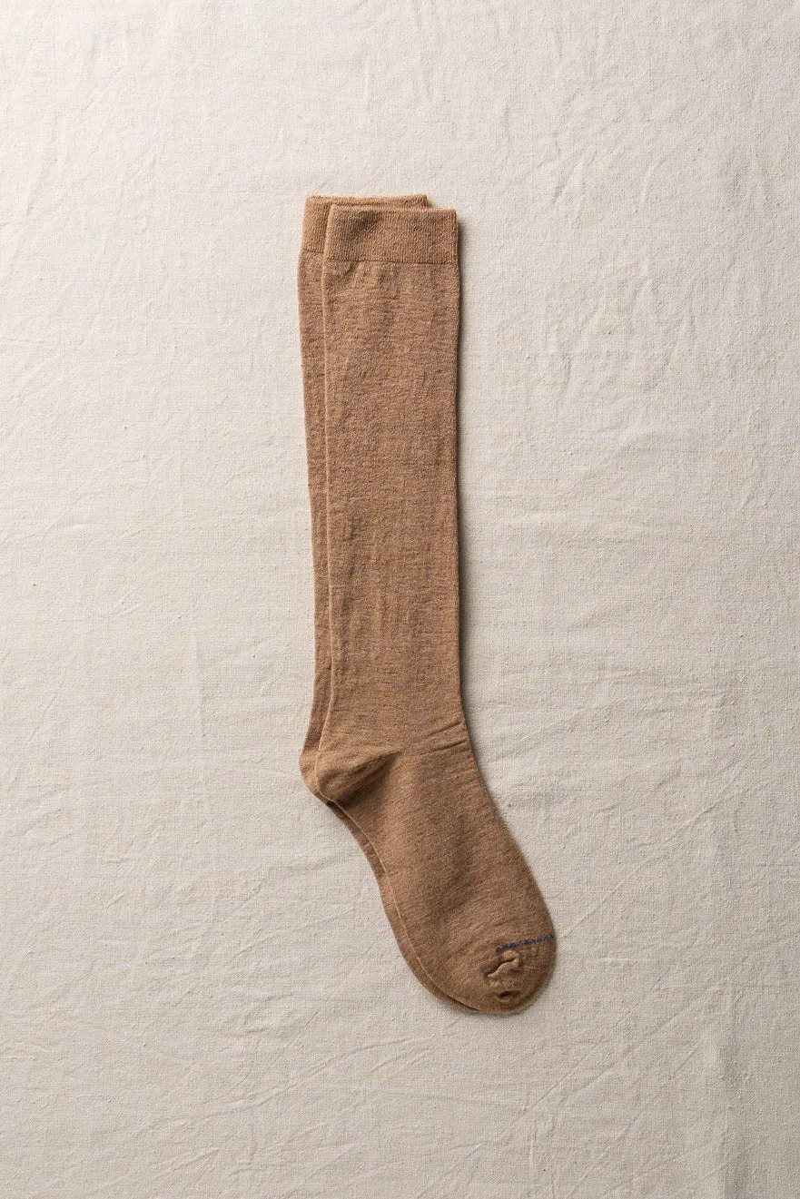 Organic Cotton Blended Yak Knee Socks | 7-5017 | Brown sold by yahae