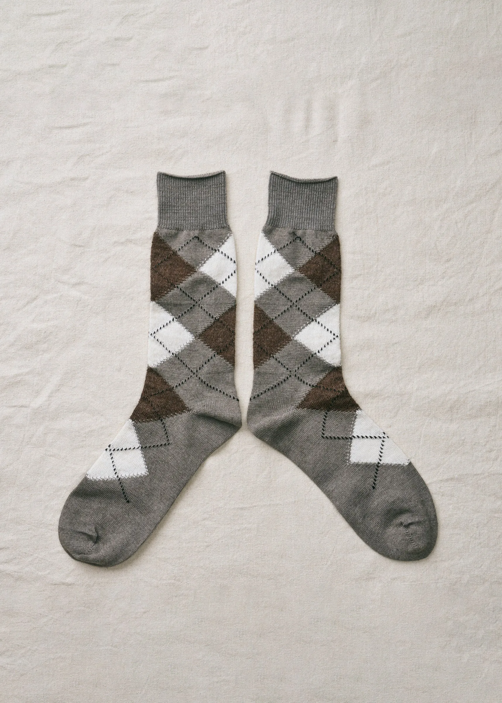 Organic Cotton Alpaca Yak Argyle Socks | 7-5016 | White sold by yahae product image thumbnail 3