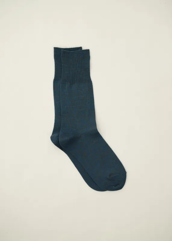 Organic Cotton Plain Socks|7-5024 |Natural Black×Indigo made by yahae