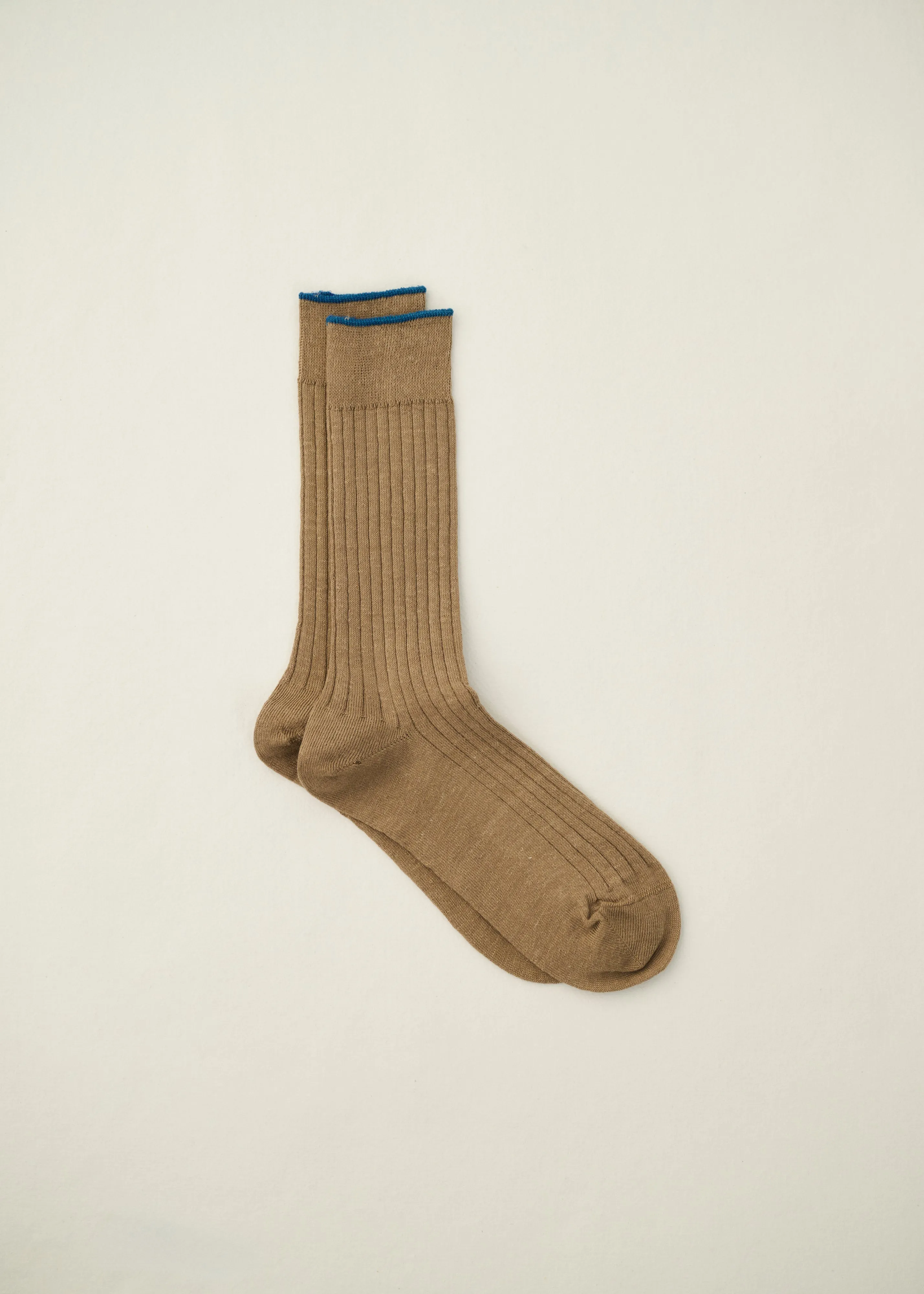 Linen Ribbed Socks | 4-2010 | Khaki sold by yahae product image thumbnail 4