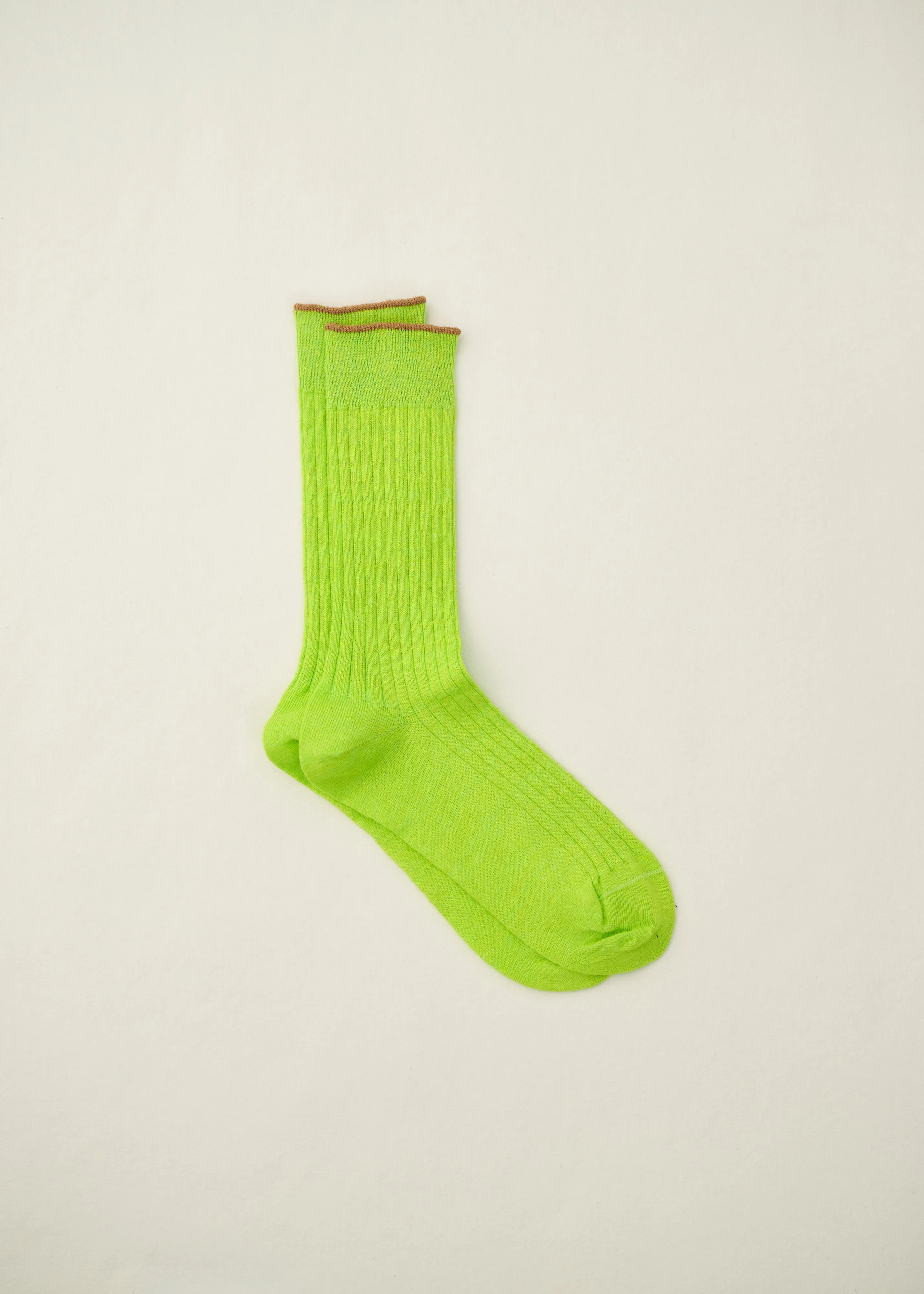 Linen Ribbed Socks | 4-2010 | Khaki sold by yahae product image thumbnail 5