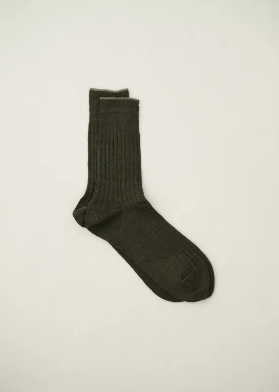 Linen Ribbed Socks | 4-2010 | Khaki made by yahae