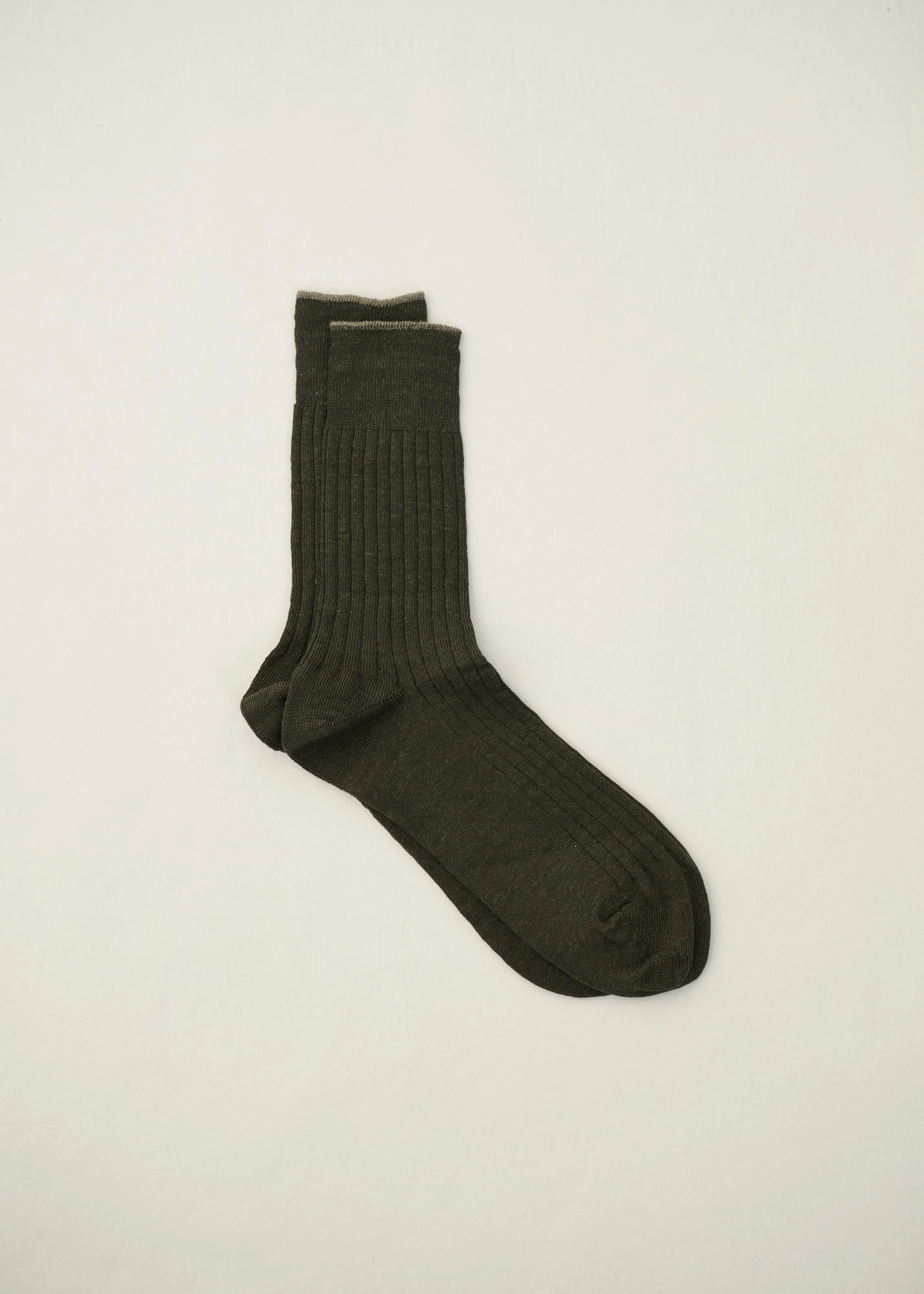 Linen Ribbed Socks | 4-2010 | Khaki sold by yahae