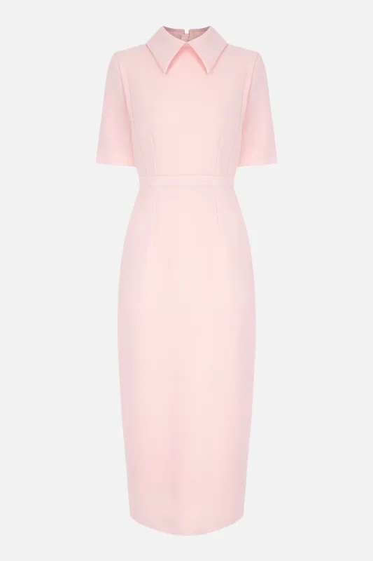 Valletta Dress in Light Pink Single Wool Crepe made by Emilia Wickstead