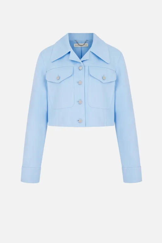 Nics Jacket in Icy Blue Denim made by Emilia Wickstead