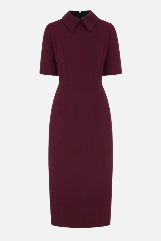 Valletta Dress in Plum Single Wool Crepe made by Emilia Wickstead