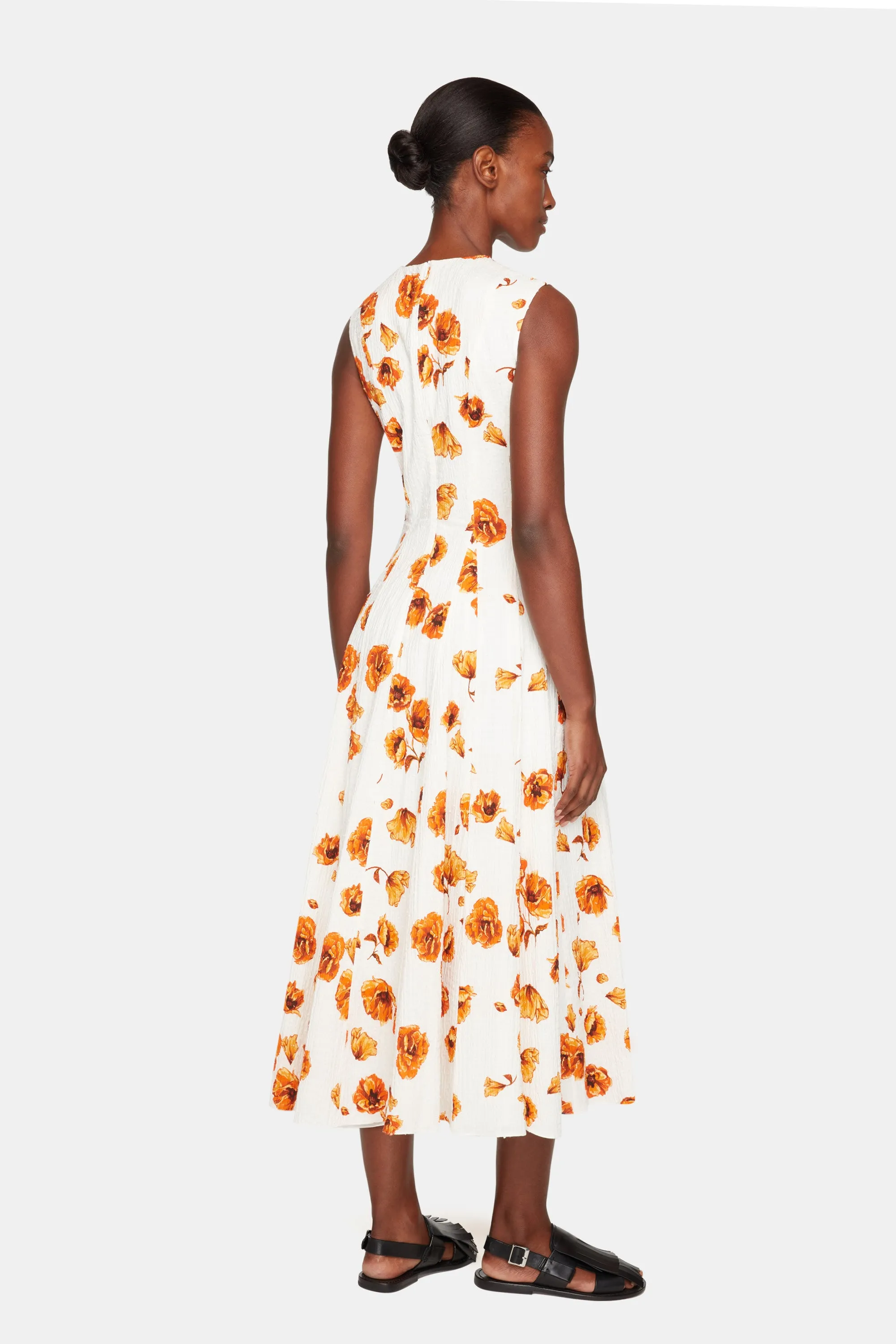 Chelsea Dress In Orange Poppies Bibione Cotton sold by Emilia Wickstead product image thumbnail 4