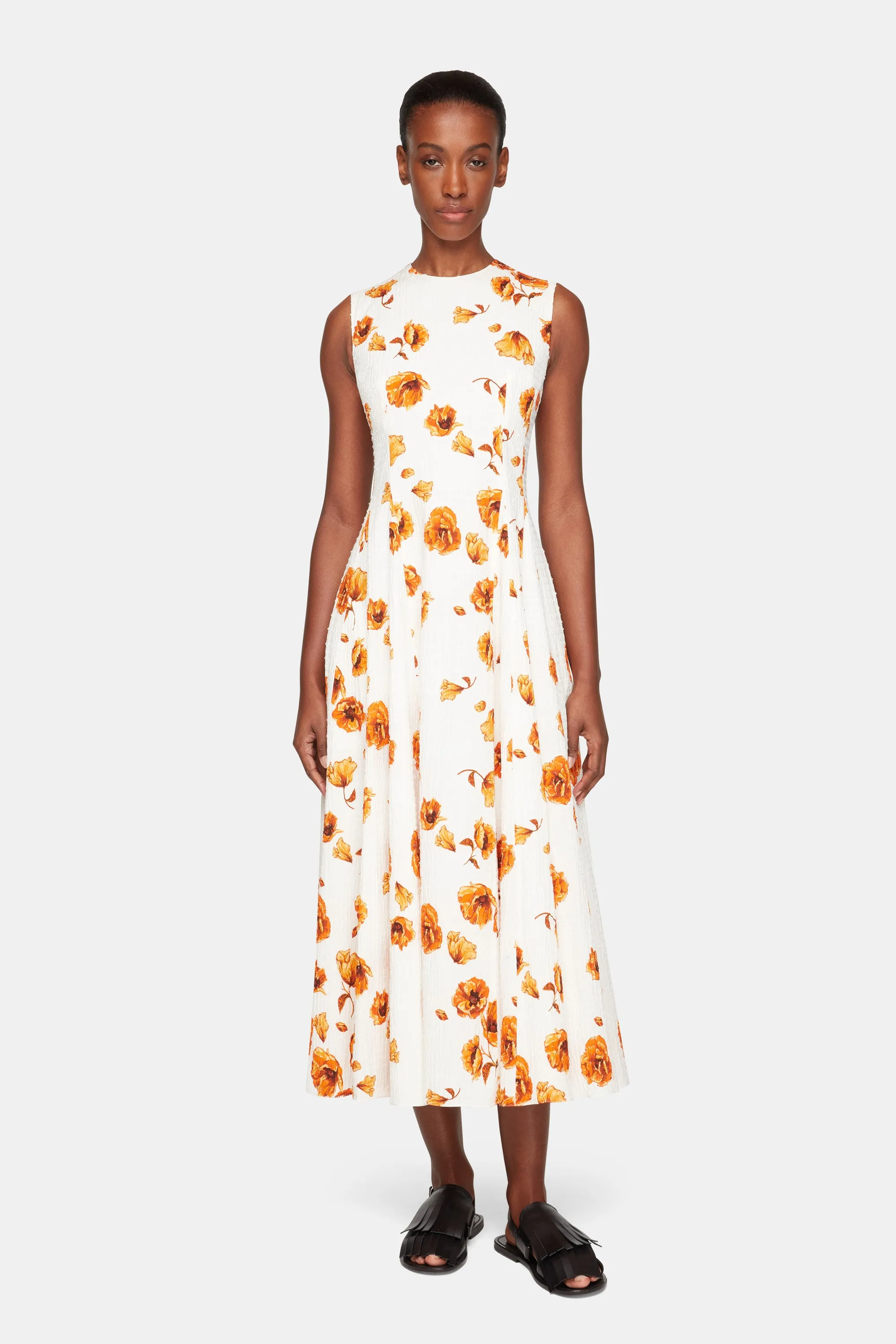 Chelsea Dress In Orange Poppies Bibione Cotton sold by Emilia Wickstead product image thumbnail 2