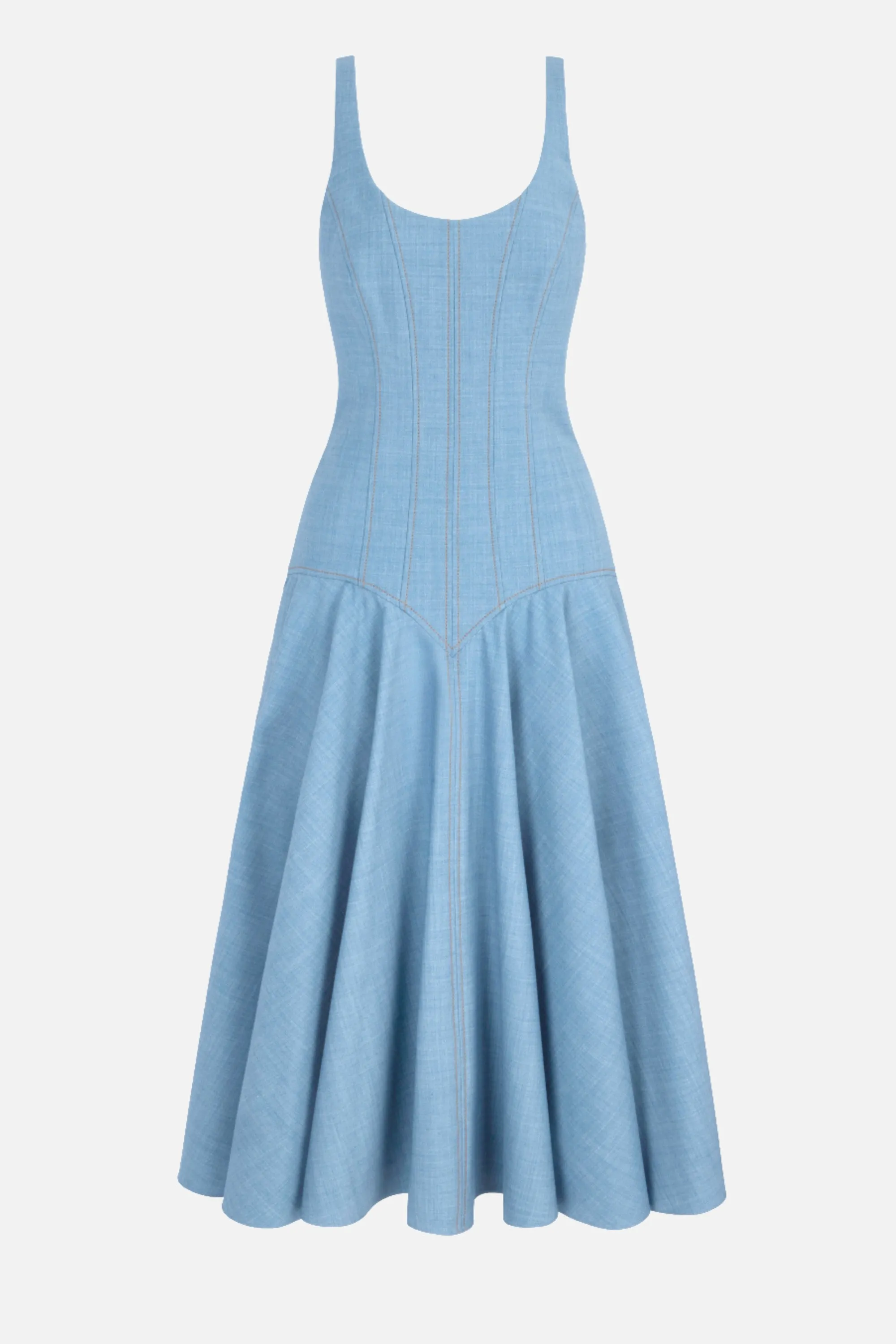 Harmoni Dress In Blue Melange Summer Wool sold by Emilia Wickstead