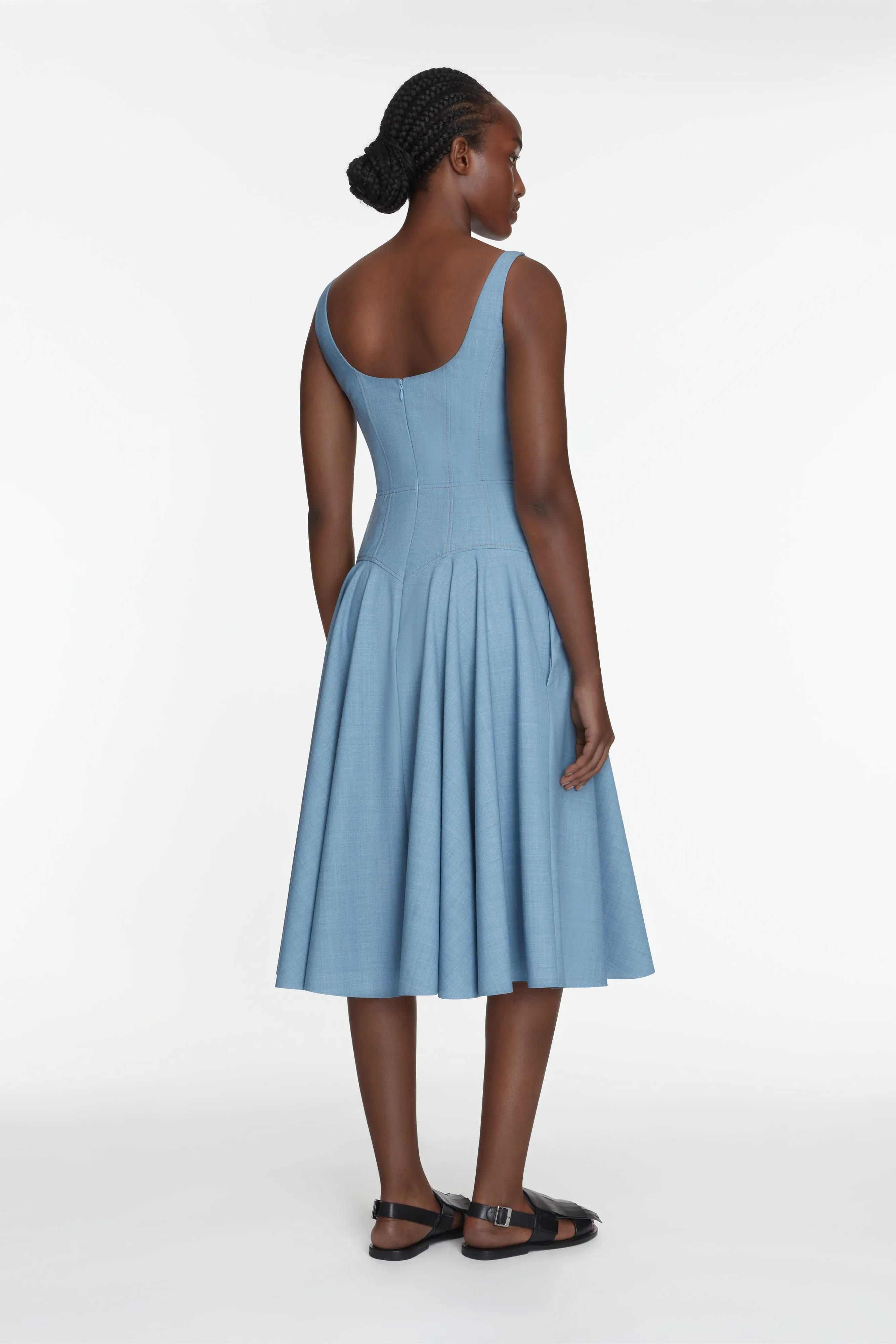 Harmoni Dress In Blue Melange Summer Wool sold by Emilia Wickstead product image thumbnail 4