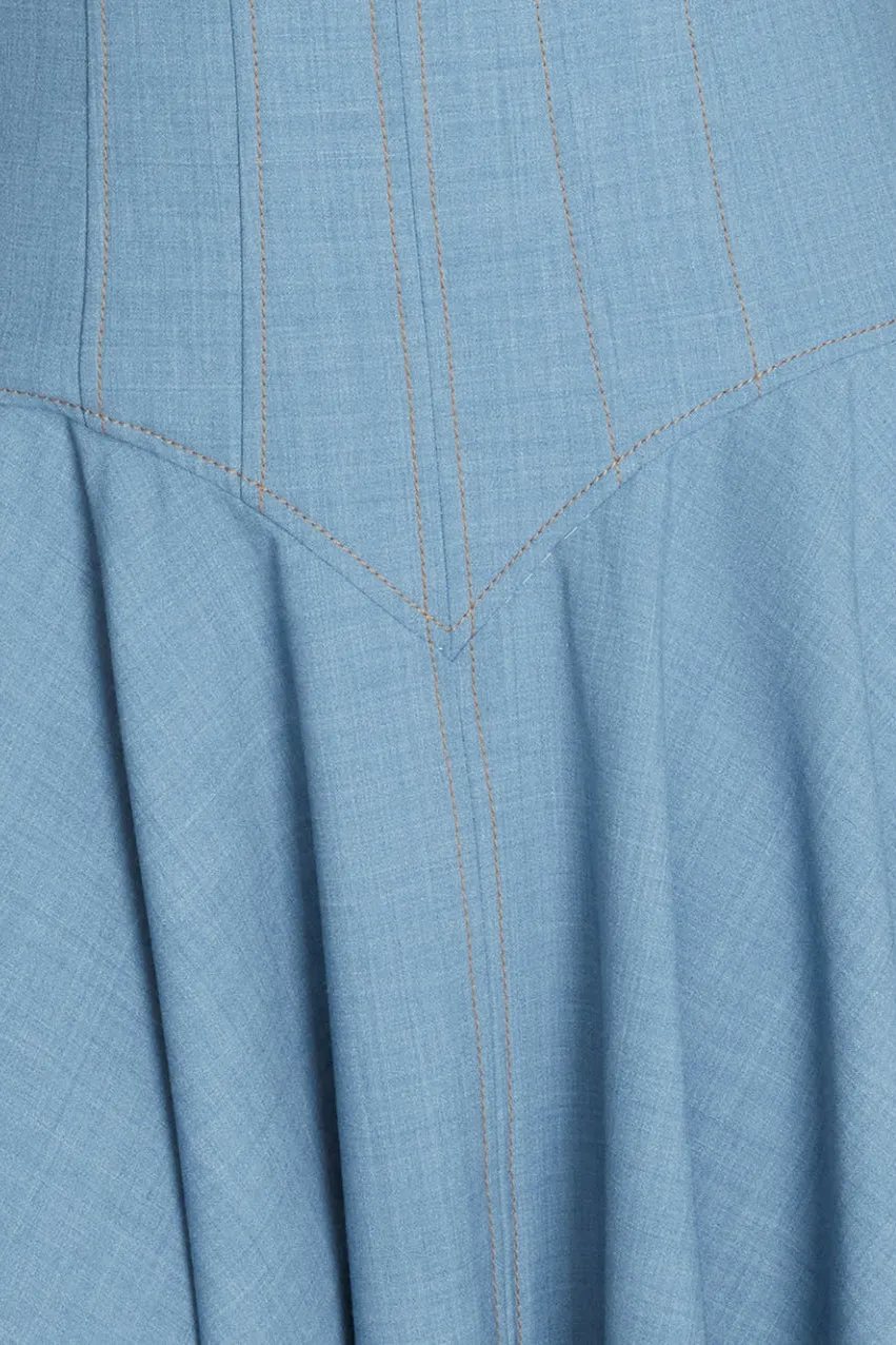 Harmoni Dress In Blue Melange Summer Wool sold by Emilia Wickstead product image thumbnail 5