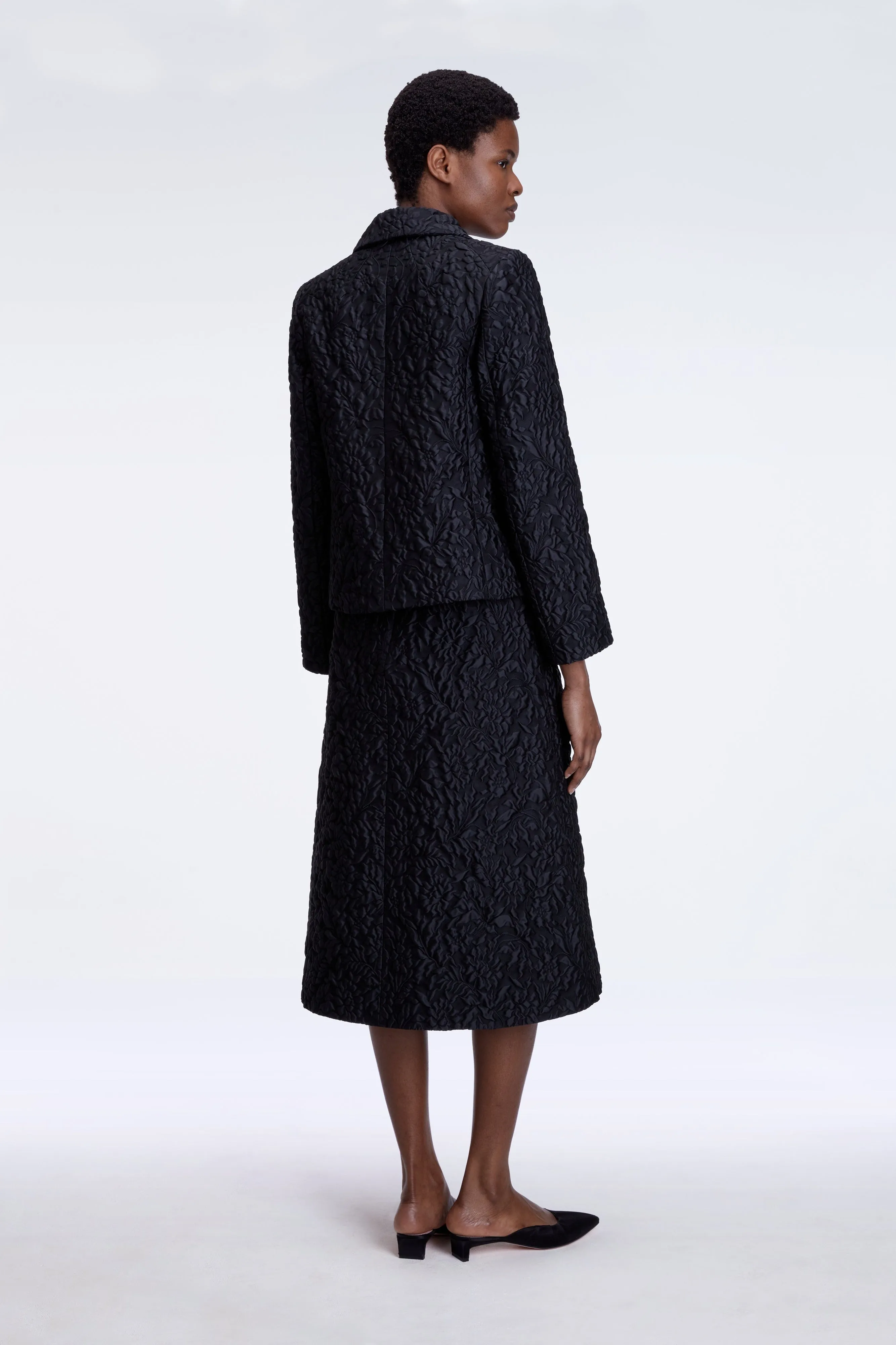 Feyi Jacket In Black Double Warp Floral sold by Emilia Wickstead product image thumbnail 4