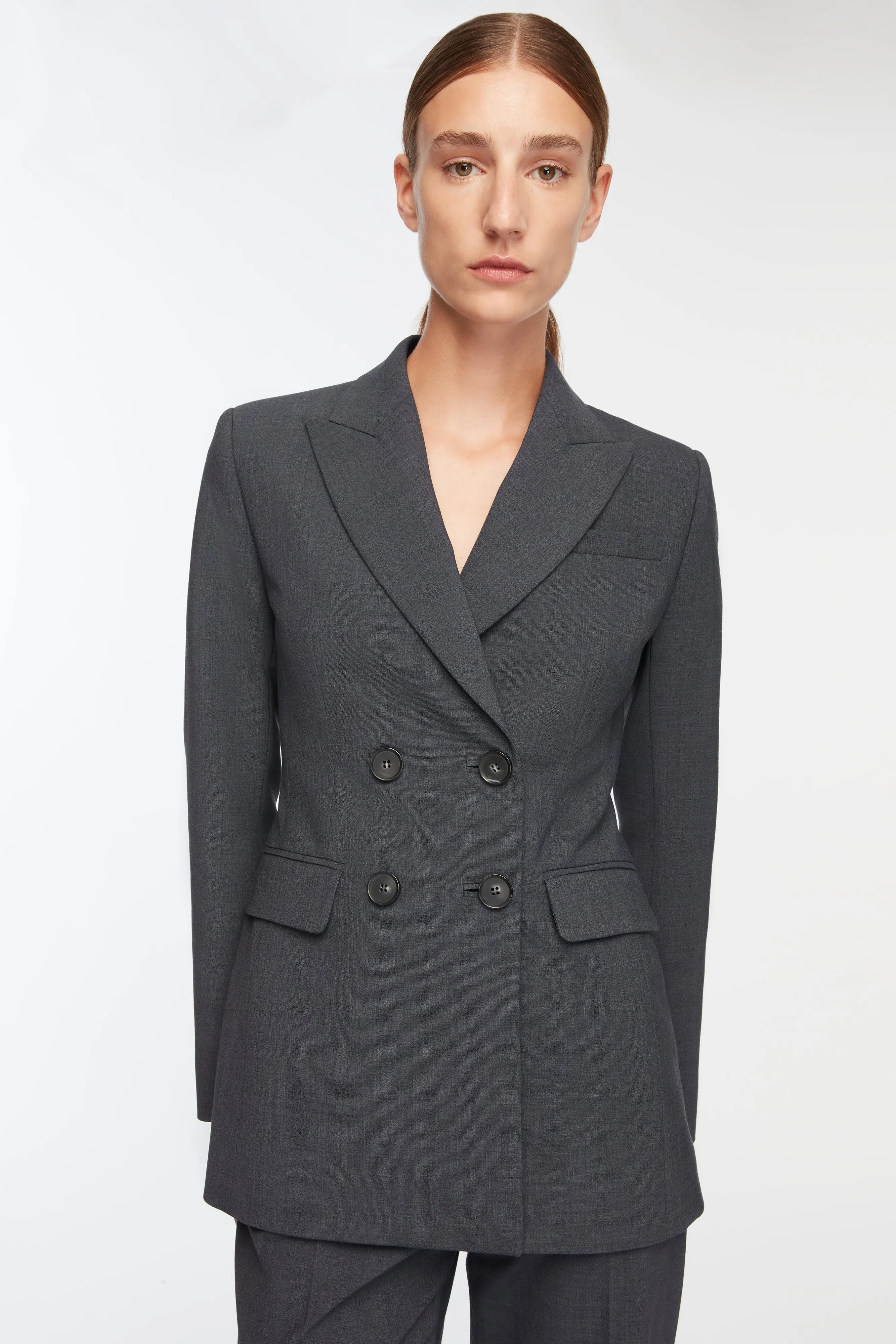 Meredith Jacket in Charcoal Summer Wool sold by Emilia Wickstead product image thumbnail 3