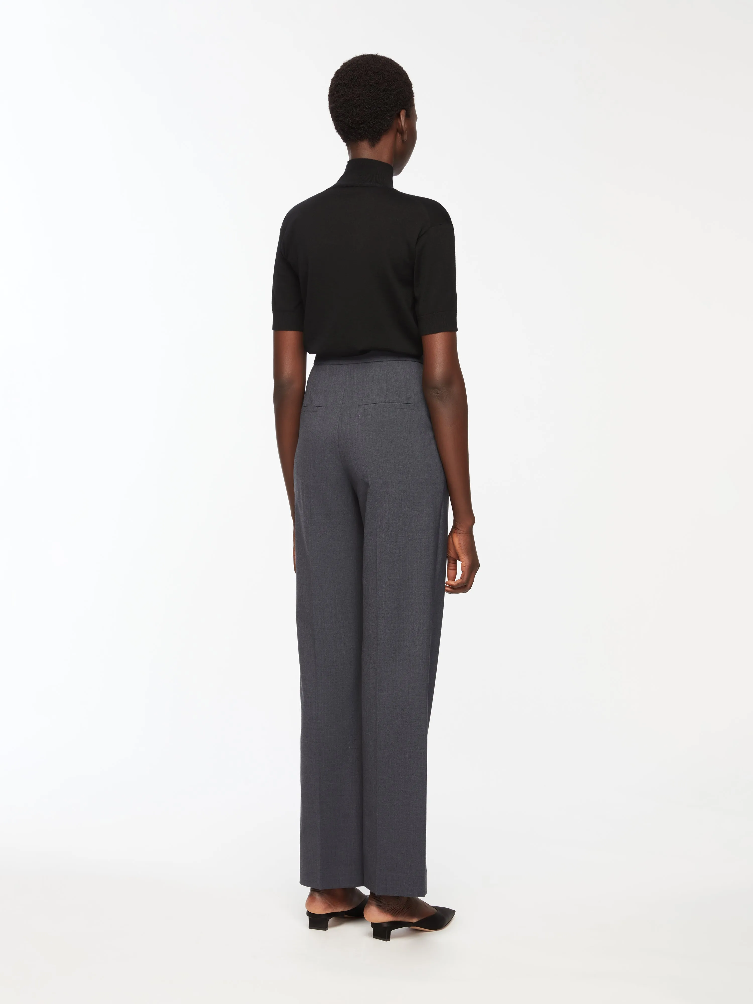 Miggy Trousers in Charcoal Summer Wool sold by Emilia Wickstead product image thumbnail 3