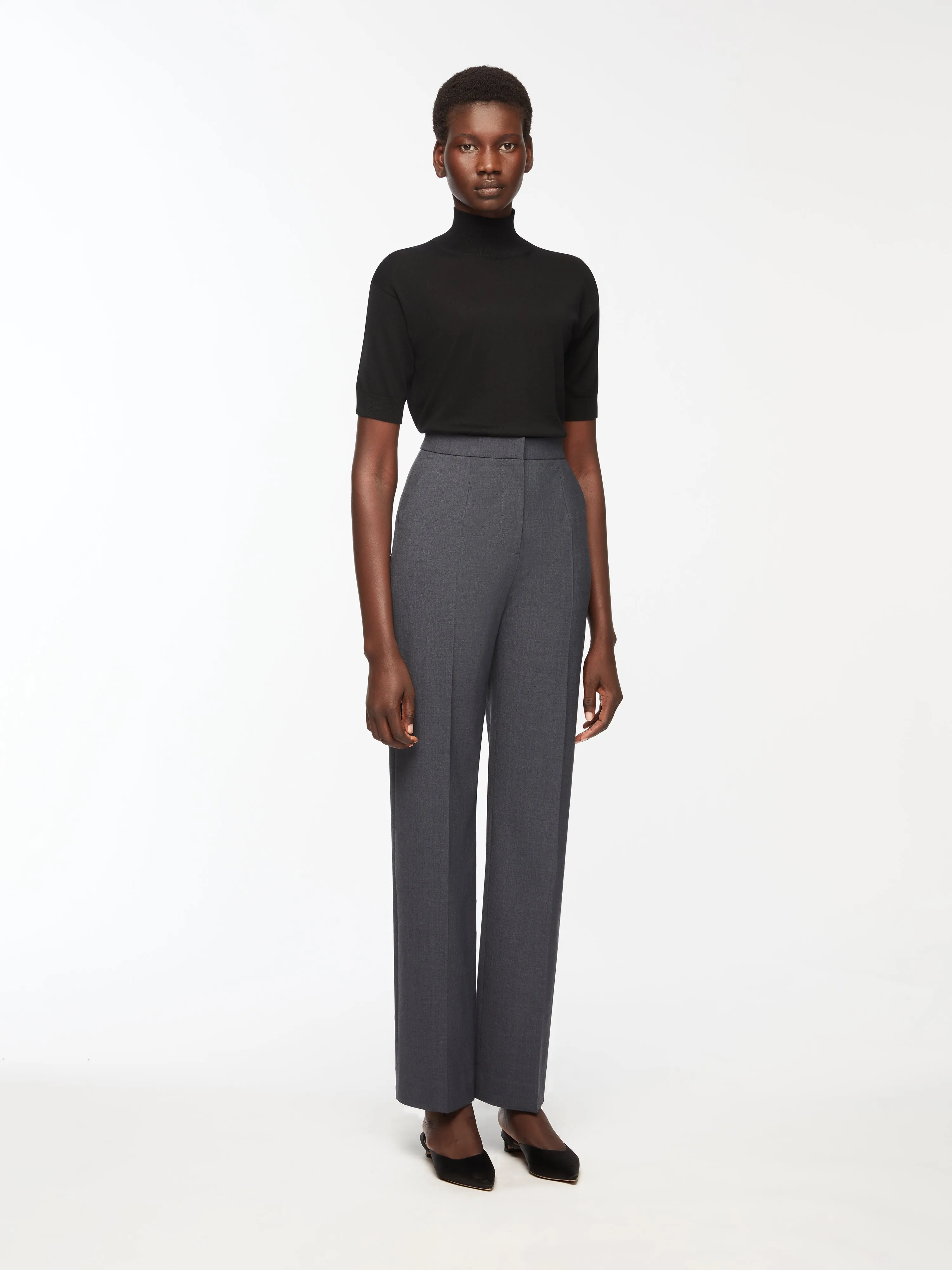 Miggy Trousers in Charcoal Summer Wool sold by Emilia Wickstead product image thumbnail 2