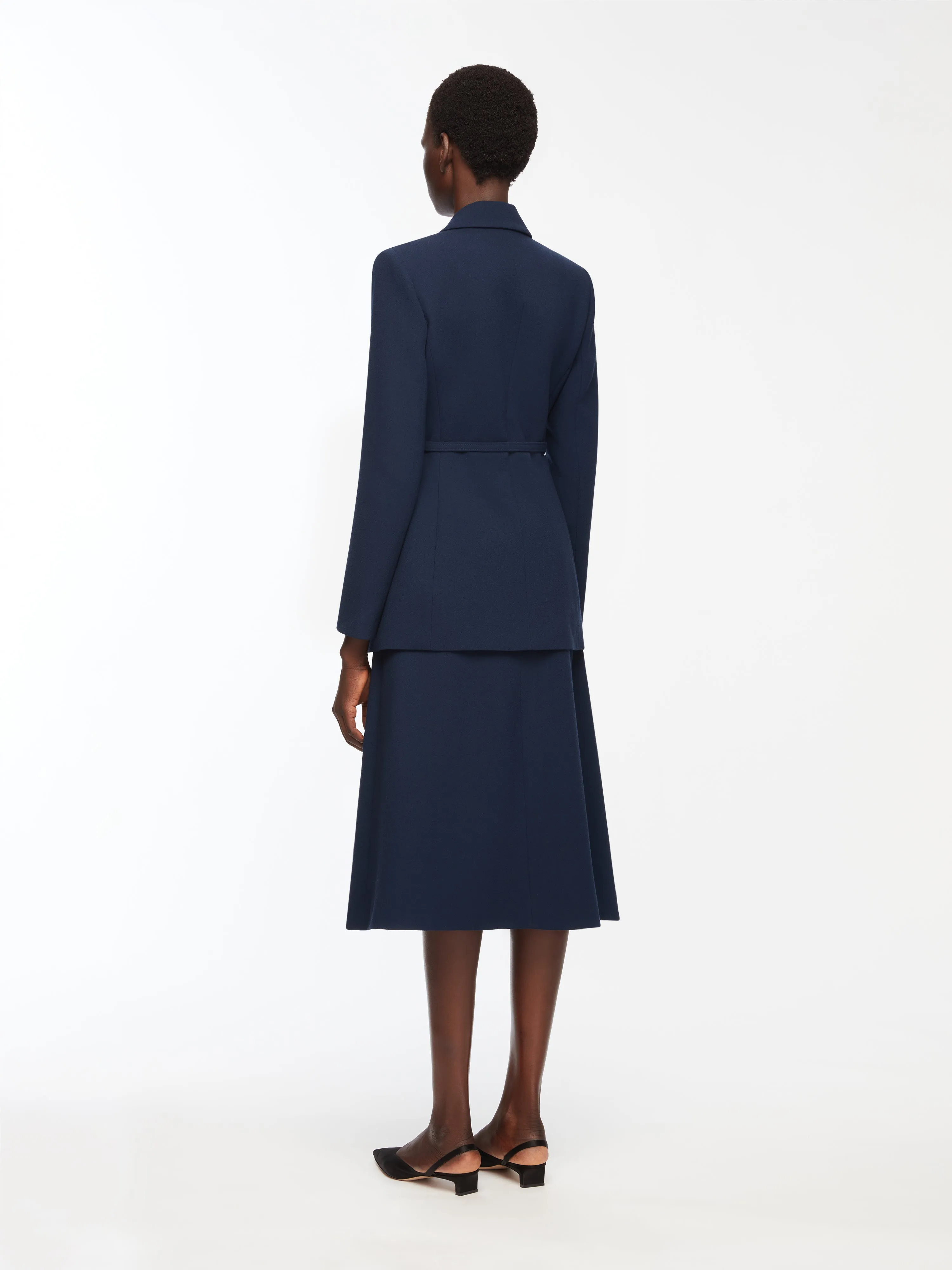 Danya Jacket in Navy Single Wool Crepe sold by Emilia Wickstead product image thumbnail 4
