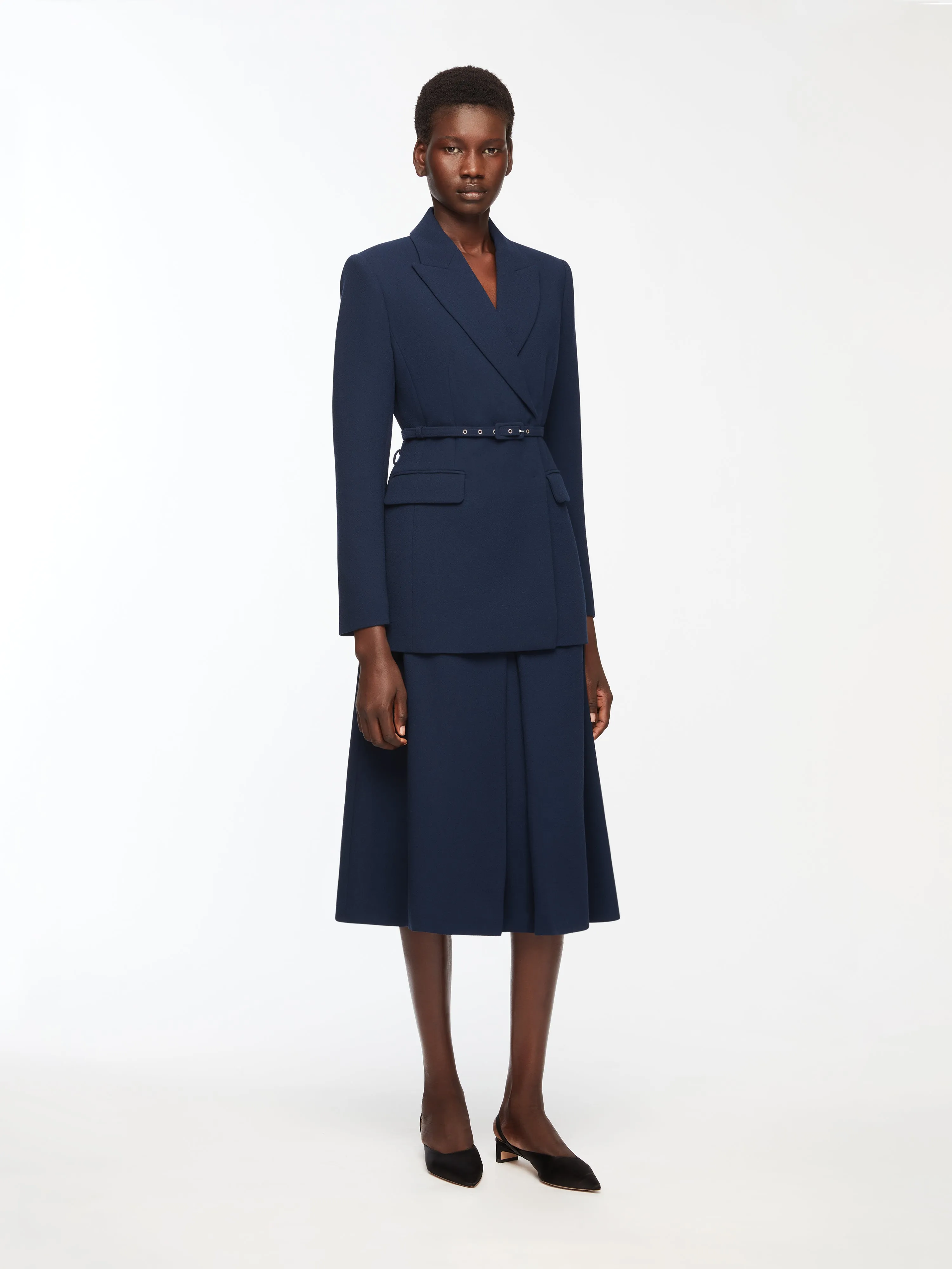 Danya Jacket in Navy Single Wool Crepe sold by Emilia Wickstead product image thumbnail 2