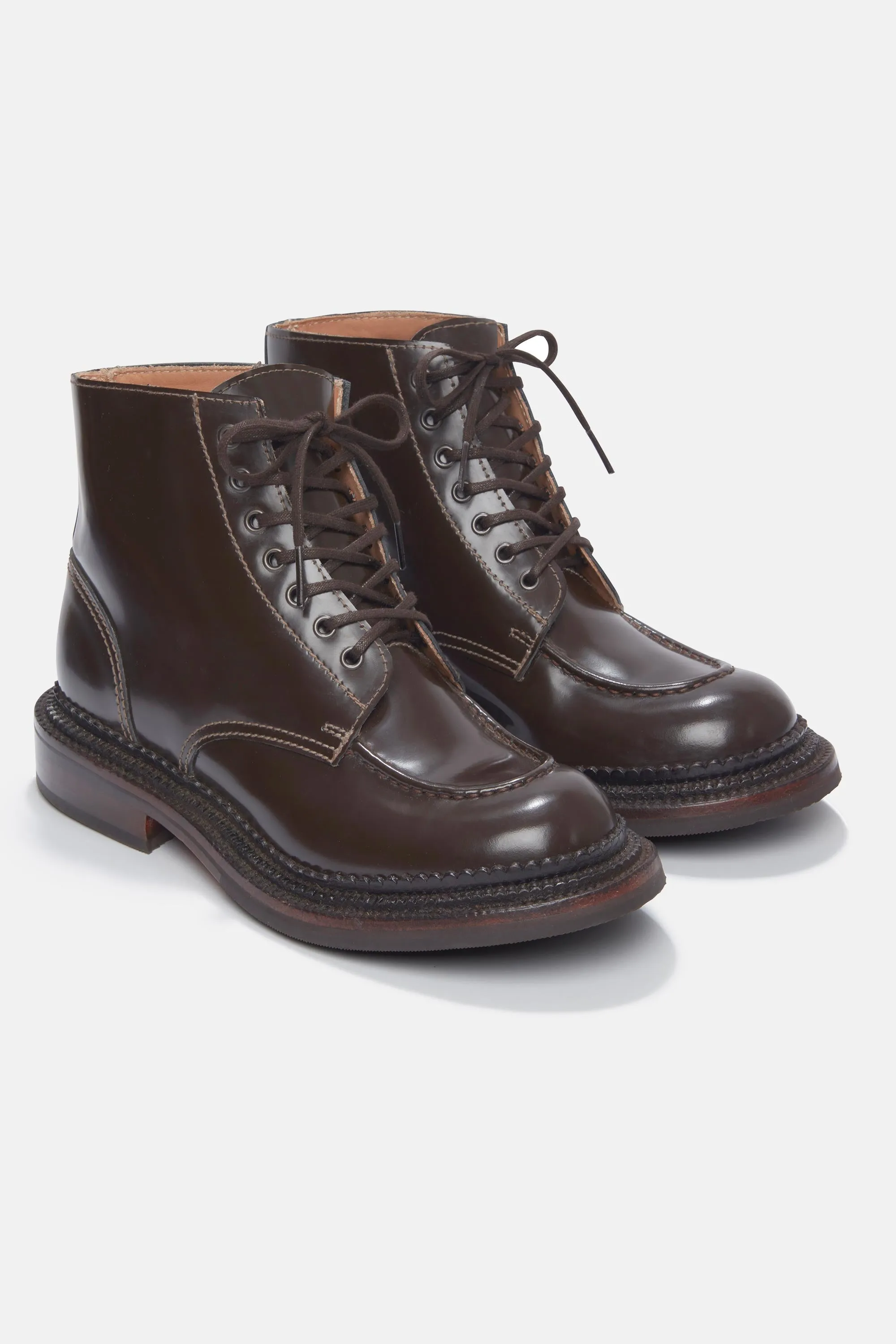 Grenson X Emilia Wickstead Valdine Shoe In Brown Gloss Leather sold by Emilia Wickstead