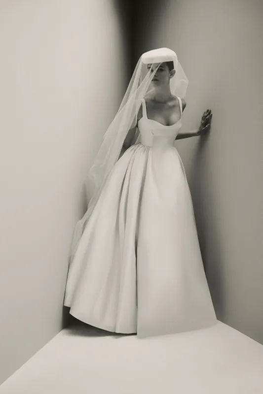 Elenora Bridal Dress in Ivory Silk Mikado made by Emilia Wickstead