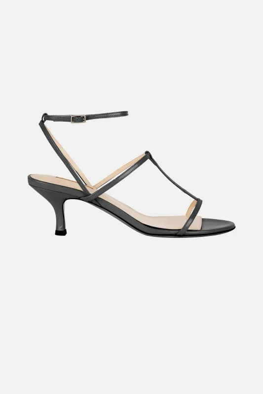 Novie Kitten Heel Shoes In Black Leather made by Emilia Wickstead