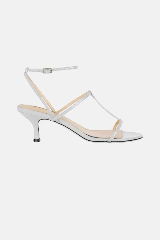 Novie Kitten Heel Shoes In White Leather made by Emilia Wickstead