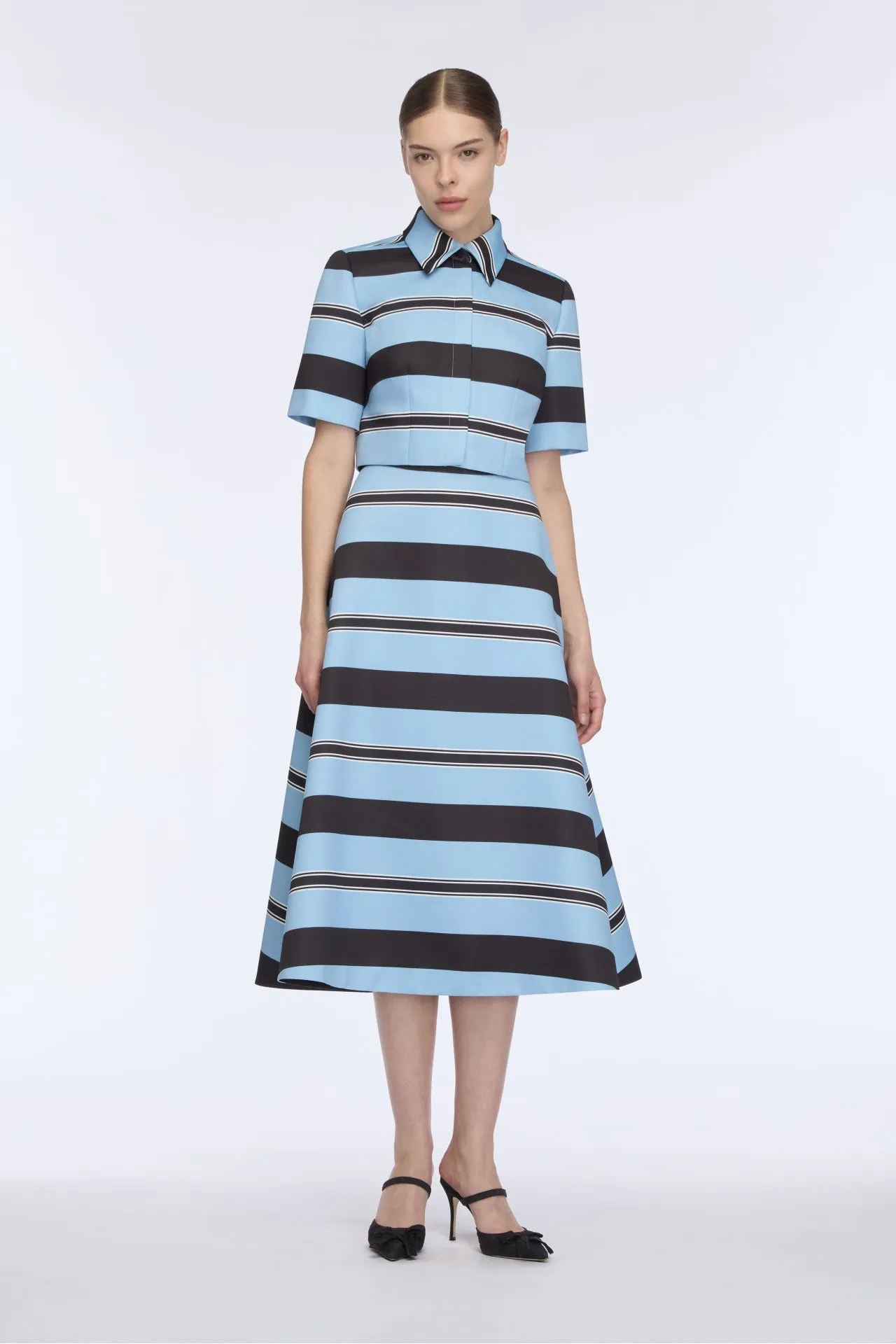Natalie Top in Blue & Black Striped Taffeta Faille sold by Emilia Wickstead product image thumbnail 2