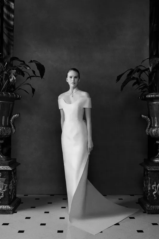 Maren Bridal Dress in Ivory Silk Mikado made by Emilia Wickstead