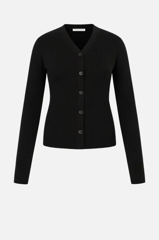 Ash Cardigan in Black Cashfeel made by Emilia Wickstead
