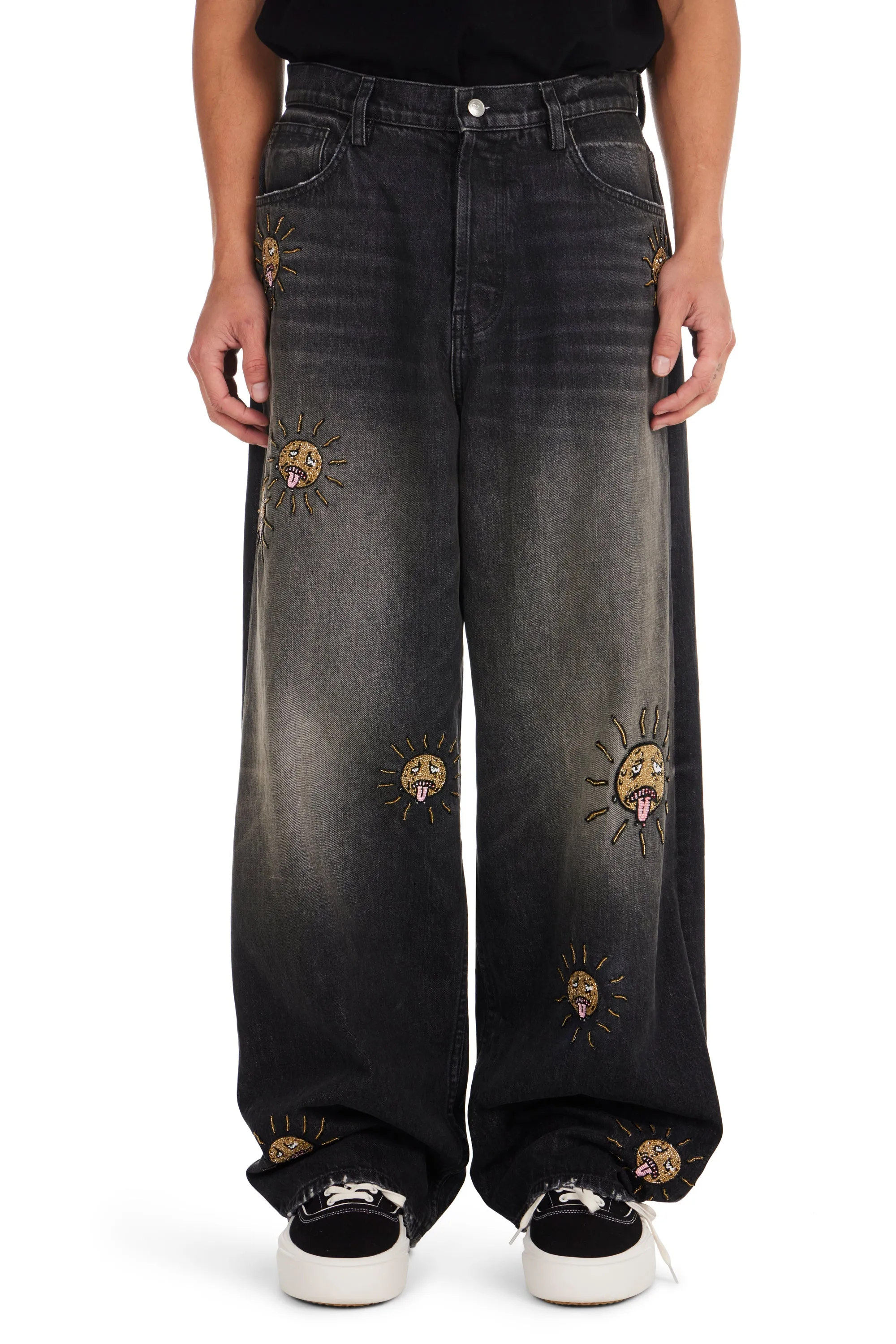 Beaded Sun Wide Jeans sold by Nahmias
