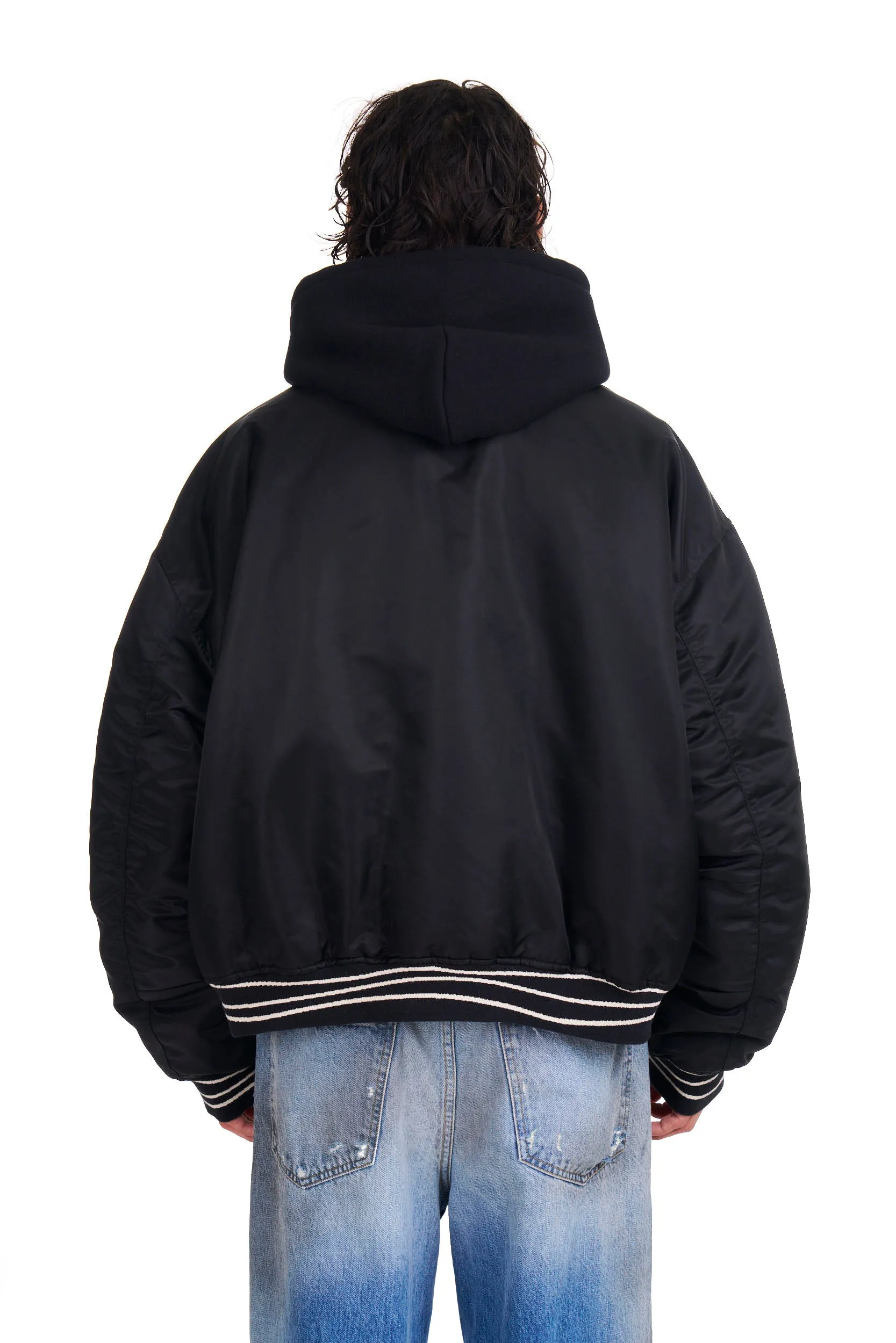 Nylon Hooded Bomber in Black sold by Nahmias product image thumbnail 3
