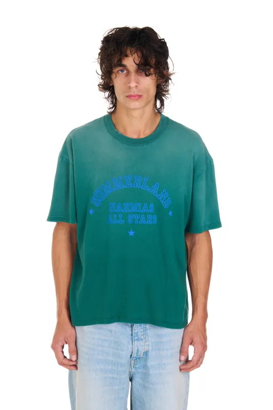 Summerland All Stars Boxy T-shirt Worn Green made by Nahmias