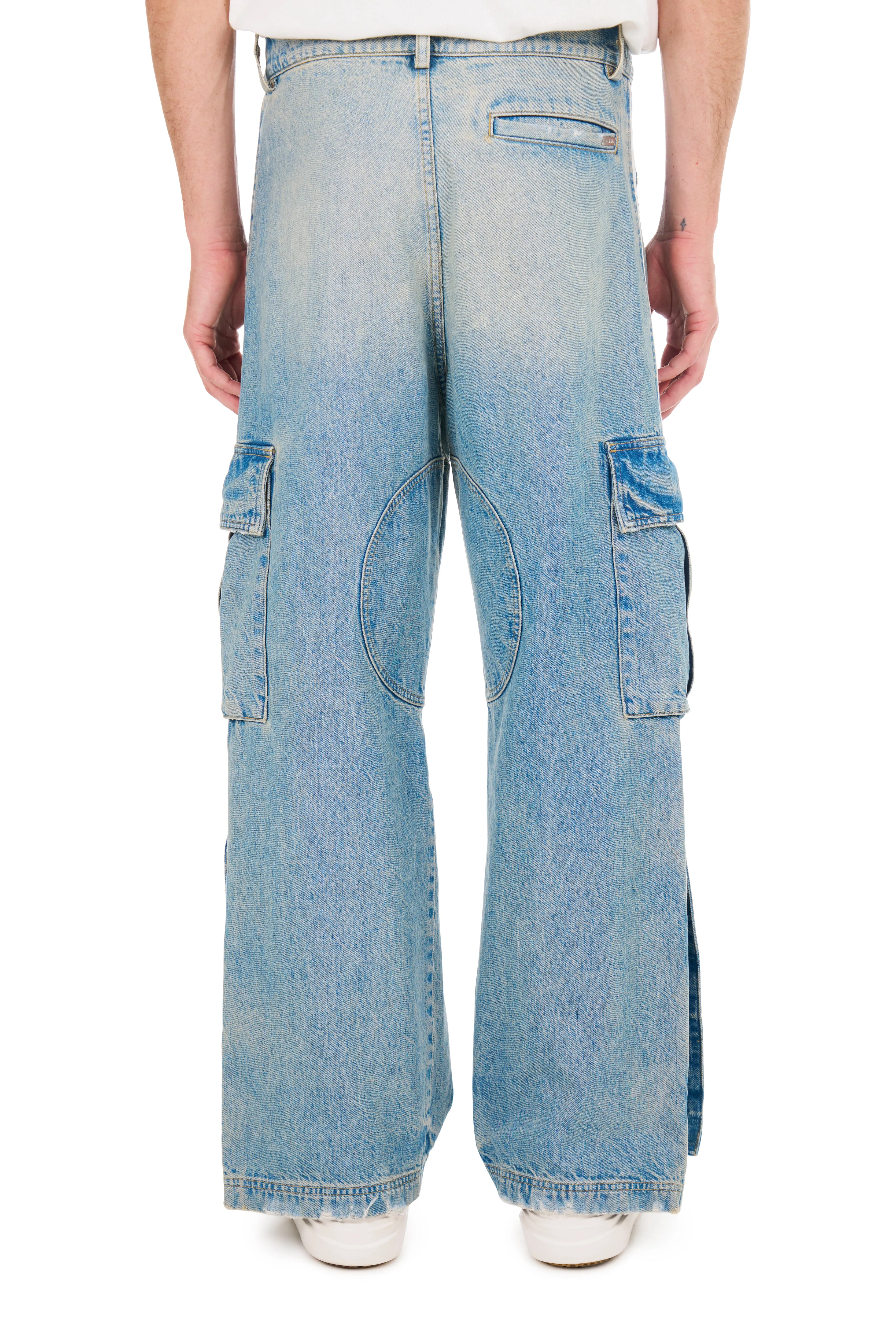 Denim Track Logo Cargos in Light Wash sold by Nahmias product image thumbnail 3