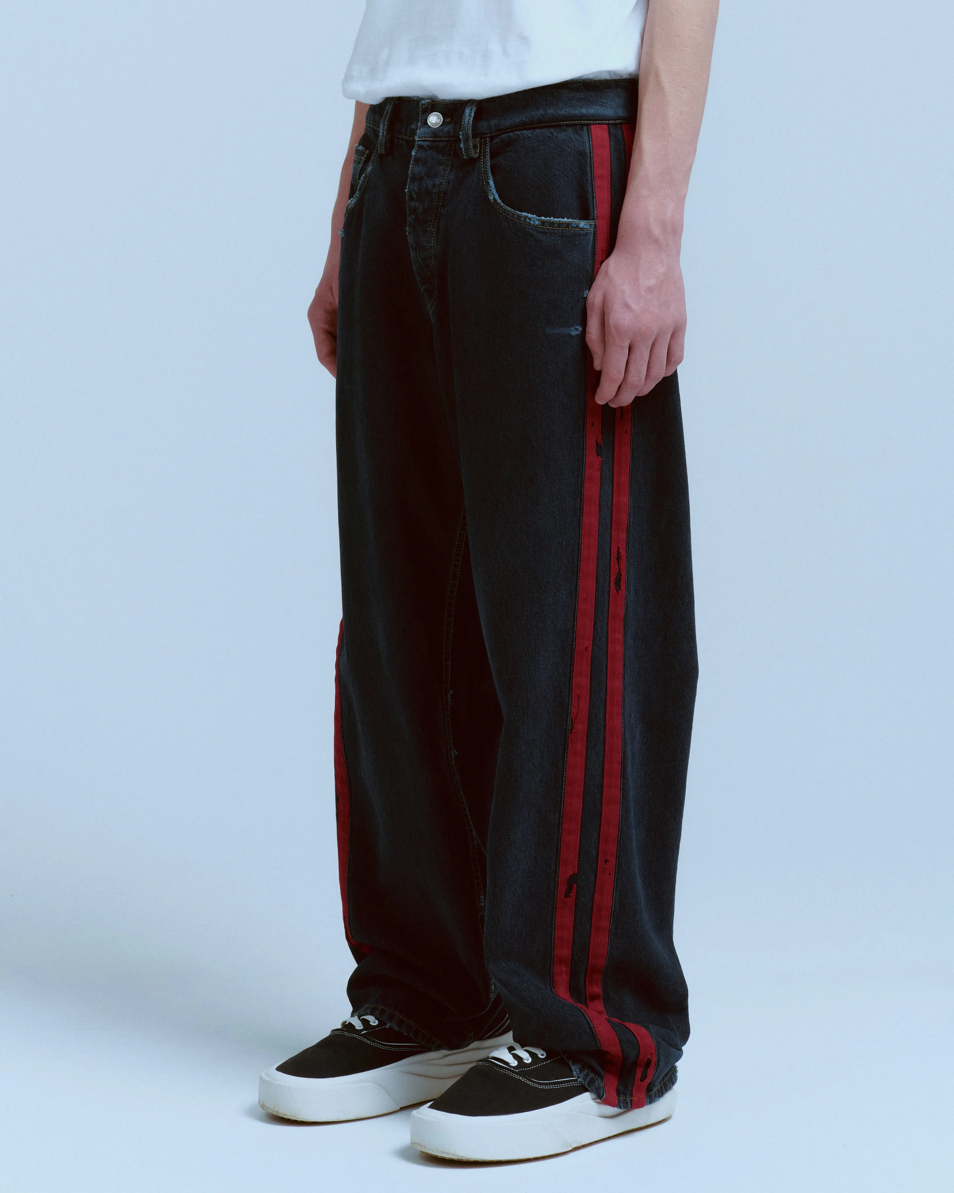 DESTROYED DENIM TRACK PANT sold by Nahmias product image thumbnail 2