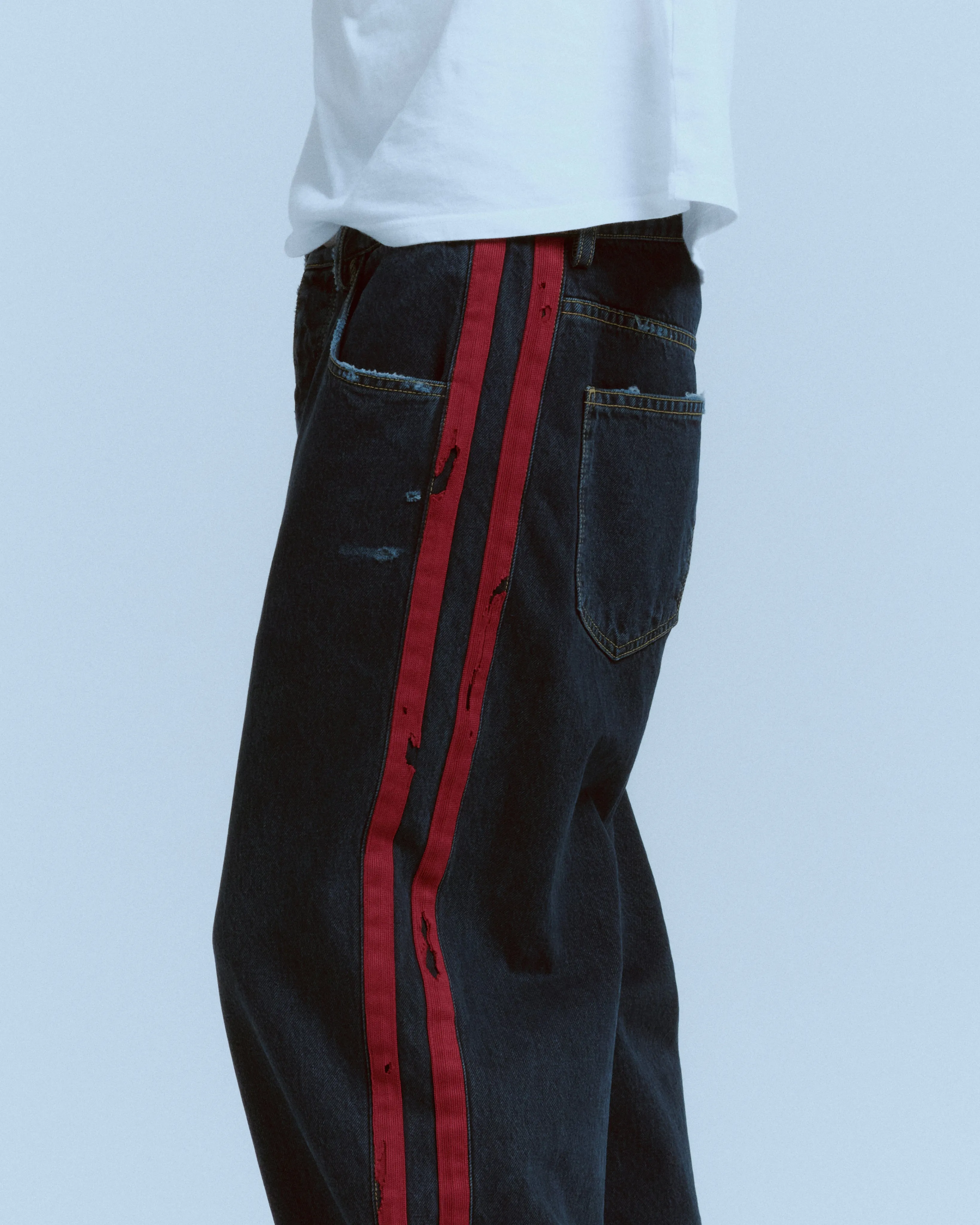 DESTROYED DENIM TRACK PANT sold by Nahmias product image thumbnail 5